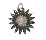 Black and white diamond flower pendant