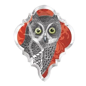 Owl on Red Background Fringe Studio Chandlier Crystal Drop Shape Magnet