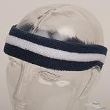 Terry Stripe Headband-Navy White