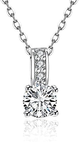 Sheume Trends Womens Plated Round Shape Silver Cubic Zirconia Crystal Neaklace Pendant