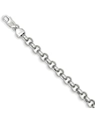 14k White Gold 6.25mm Polished Fancy Rolo Link Bracelet