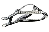 Sassy Dog Wear 8-16-Inch Black/White Puppy Paws Dog Harness, X-Small