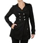 A. Byer Junior's Euro Chic Double Breasted Trench Coat, Black, Medium