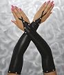 Gloves Fingerless Gauntlet Style Black Stretch Silver Accents