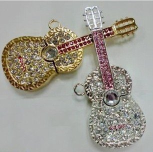 Guitar Necklace Flash Golden   Stone Jewelry  Drive Cubic