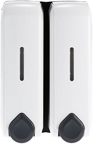 Double Chamber Soap Shampoo Shower Dispenser with Refillable Bottles and Vacuum Nozzle for Bathroom Restaurant Hotel Restroom(350ml)