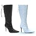 409-Chantil Knee High Boot With Pointed Toe and Lace Overlay High Heel Shoes