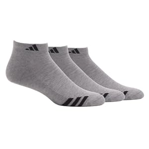 adidas Men's Cushioned 3STR  Low Cut Sock, Aluminium/Black, Shoe Size 6-12, 3-Pair