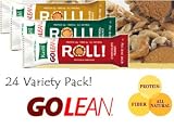 Kashi GoLean Protein and Fiber Bar All Natural, Chocolate Peanut, Carmel Peanut and Oatmeal Walnut, VALUE PACK 24 Delicious Rolls, 8 of each Flavor. 46.5oz