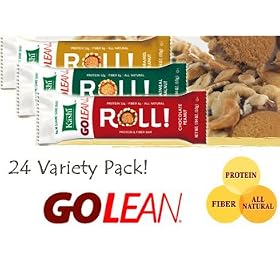 Kashi GoLean Protein and Fiber Bar All Natural, Chocolate Peanut, Carmel Peanut and Oatmeal Walnut, VALUE PACK 24 Delicious Rolls, 8 of each Flavor. 46.5oz