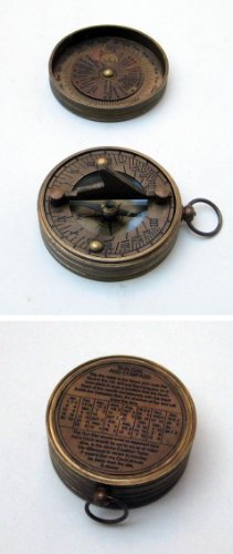 Real Simple...handtooled Handcrafted Pocket Sundial Compass with Lid!!