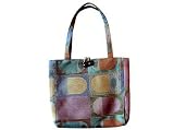 ArtisanStreet's Tapestry Purse With Woven Colorful Rectangular Design. Features One Inside Pocket. Lined With Blue & Caramel Damask Fabric. Hand Crafted, One Of A Kind