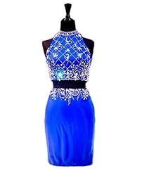 Halter Satin Cocktail Short Beaded  Evening Dress/Homecoming Dress/Prom Dress/Wedding Party Dress  With Rhinestones