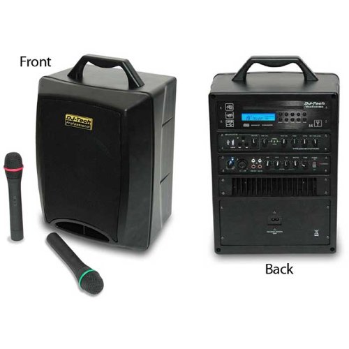 DJ Tech 80W Abs Battery 2 Mic Portable PA System Ipod/USB Player - DJ Tech VISA80