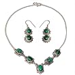 Necklace and Earrings Sterling Silver Melachite Jewelry (gnklcs229a)