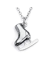925 Sterling Silver Ice Skate Pendant Necklace