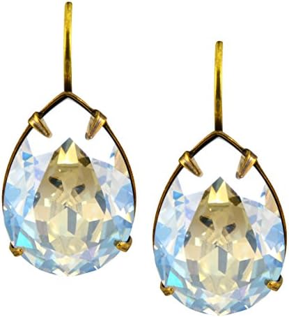 Liz Palacios Gold Plated Teardrop Earrings in Moonlight Swarovski Elements Crystal