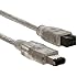 Clear IEEE 1394 Firewire 800 to Firewire 400 Cable, 9 Pin/6 Pin Male / Male - 6 FT