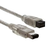 Clear IEEE 1394 Firewire 800 to Firewire 400 Cable, 9 Pin/6 Pin Male / Male - 6 FT