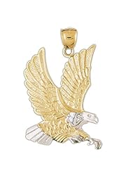 Dazzlers Solid Eagle Charm Pendant 14k Two Tone Yellow and White Gold Available in three colors from jewelsberry (weights:7.7 grams only)