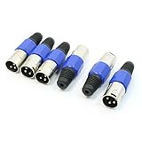 uxcell XLRオーディオコネクター　プラスチック製メタル製シルバートンブラック　オーディオ　3ピンXLRオス