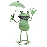 ガーデンオーナメント ブリキ製カエルオーナメント スタンディングパラソル