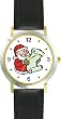 Santa Claus with List Christmas Theme - WATCHBUDDY&reg; DELUXE TWO-TONE THEME WATCH - Arabic Numbers - Black Leather Strap-Women's Size-Small