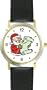 Santa Claus with List Christmas Theme - WATCHBUDDY� DELUXE TWO-TONE THEME WATCH - Arabic Numbers - Black Leather Strap-Women's Size-Small