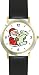 Santa Claus with List Christmas Theme - WATCHBUDDY&reg; DELUXE TWO-TONE THEME WATCH - Arabic Numbers - Black Leather Strap-Size-Large ( Men's Size or Jumbo Women's Size )