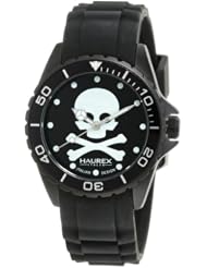 Haurex Italy Womens 1K374XNS Ink Black Skull Rubber Watch