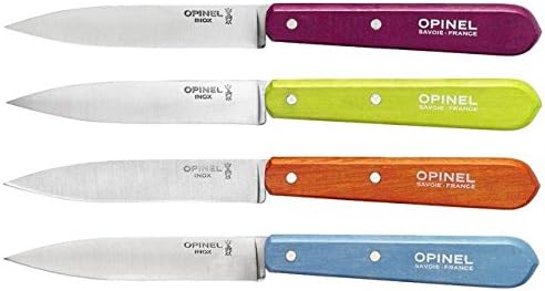 Opinel SAS 1381 Kitchen Set of 4 112 Assorted Sweet Pop Colours Paring Knives Blade, 10 cm
