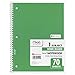 Mead Spiral Notebook 1-Subject, 70-Count, Wide Ruled, COLOR WILL VARY, 4 Pack (72873)