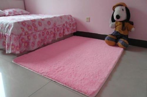 Joybuy Super Soft Modern Shag Area Rugs Living Room Carpet Bedroom Rug Washable Rugs Solid Home Decorator Floor Rug and Carpets 4- Feet By 5- Feet (Pink)