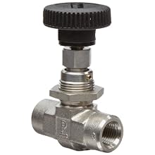 Parker NP6 Series Stainless Steel 316 Needle Valve, Inline, Hand Wheel, PCTFE Tipped Stem, NPT Female