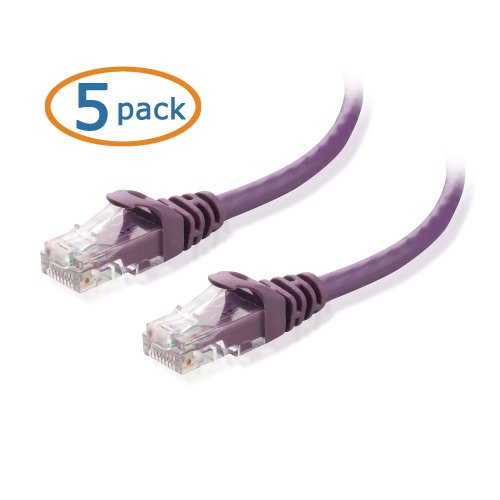 Cable Matters 5-Pack, Cat6 Snagless Ethernet Patch Cable in Purple 1 Foot