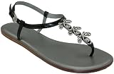 Brighton Oyster Women's Black Pewter Flat Thong Sandals