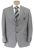 CHAPS Mens 2 Button Pleated Gray Pinstripe Wool Suit