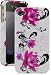 Purple Flower with White Snap on Hard Skin Cover Case for Apple Iphone 4 4g