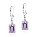 Sterling Silver Emerald-Cut Pink Amethyst Dangle title=
