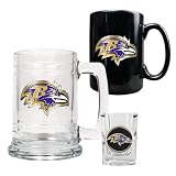 NFL 15oz Tankard, 15oz Ceramic Mug and 2oz Shot Glass Set - Primary Logo Team: Ravens