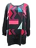Boho Vintage Tunic Black Pink Geometric Blouse Boho Top and Tunic