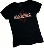 Battlestar Galactica Logo with Phoenix Crop Sleeve Fitted Juniors T-Shirt