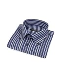 Forzieri Blue Variegated Striped Cotton Dress Shirt