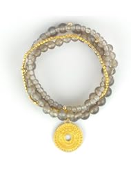 Baroni Napa Valley Bracelet Set in 24K Gold Plate over Sterling with Grey Onyx