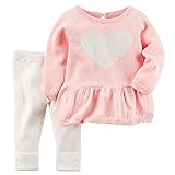 カーターズ（Carter's）女の子用ピンクハートニットセーターxオフホワイトレギンス上下2点セット (6months(61-67cm)) [並行輸入品]