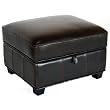 Baxton Studio Full Leather Ottoman, Espresso Brown