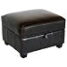 Baxton Studio Full Leather Ottoman, Espresso Brown