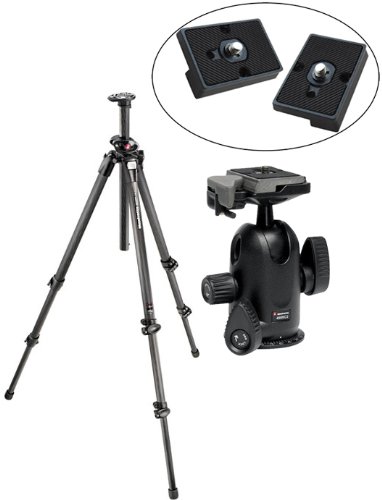 Manfrotto 055CXPRO3 Carbon Fiber Tripod/498RC2 Head and 2 Bonus RC2 Replacement Plates
