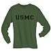 USMC Athletic Marines L/S T-Shirt - Military Style Physical Training T-Shirt in Military Green