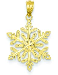 14K Yellow Gold Snowflake Pendant Charm FindingKing